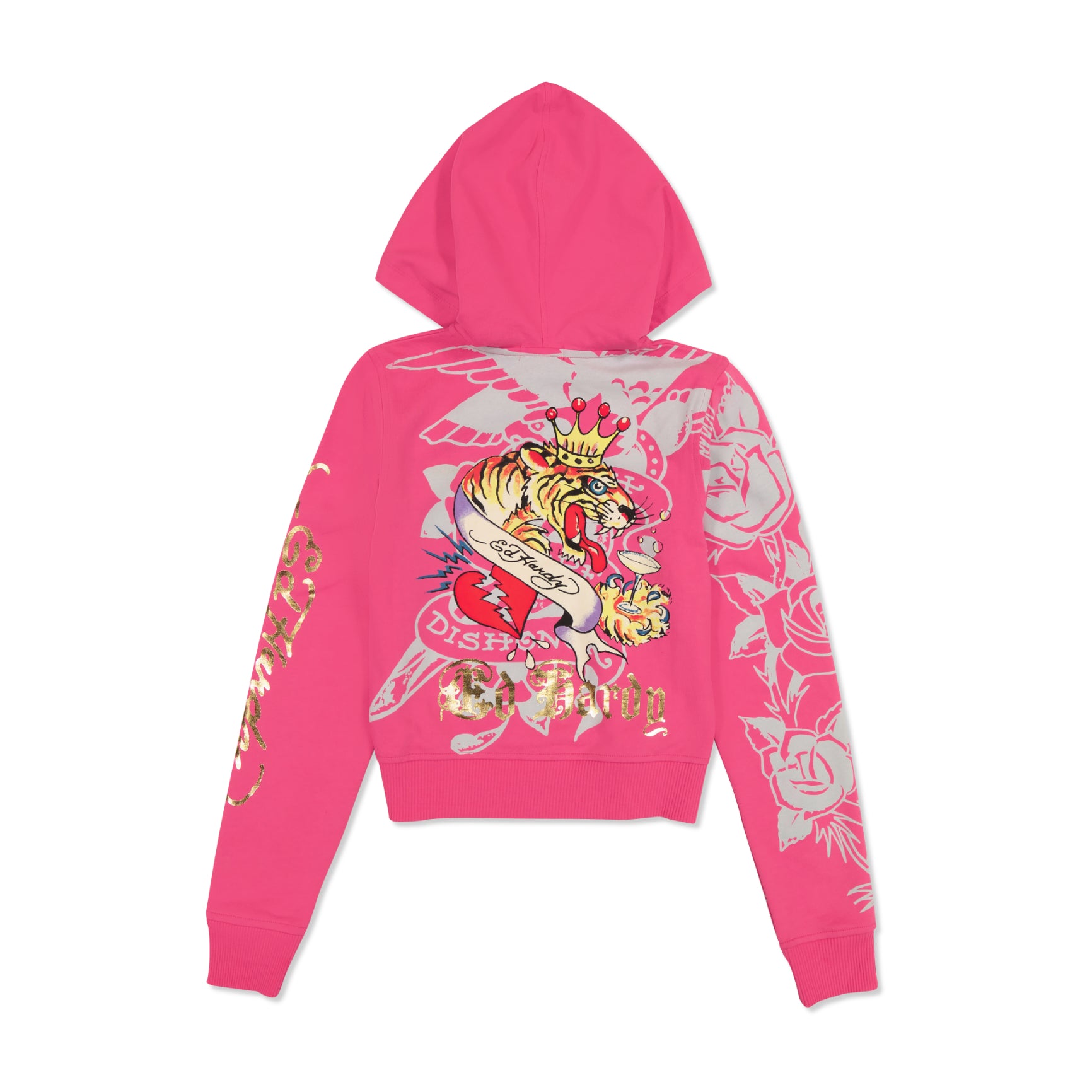 Tiger Crown Zip Fleece Hoodie - edhardyoriginals