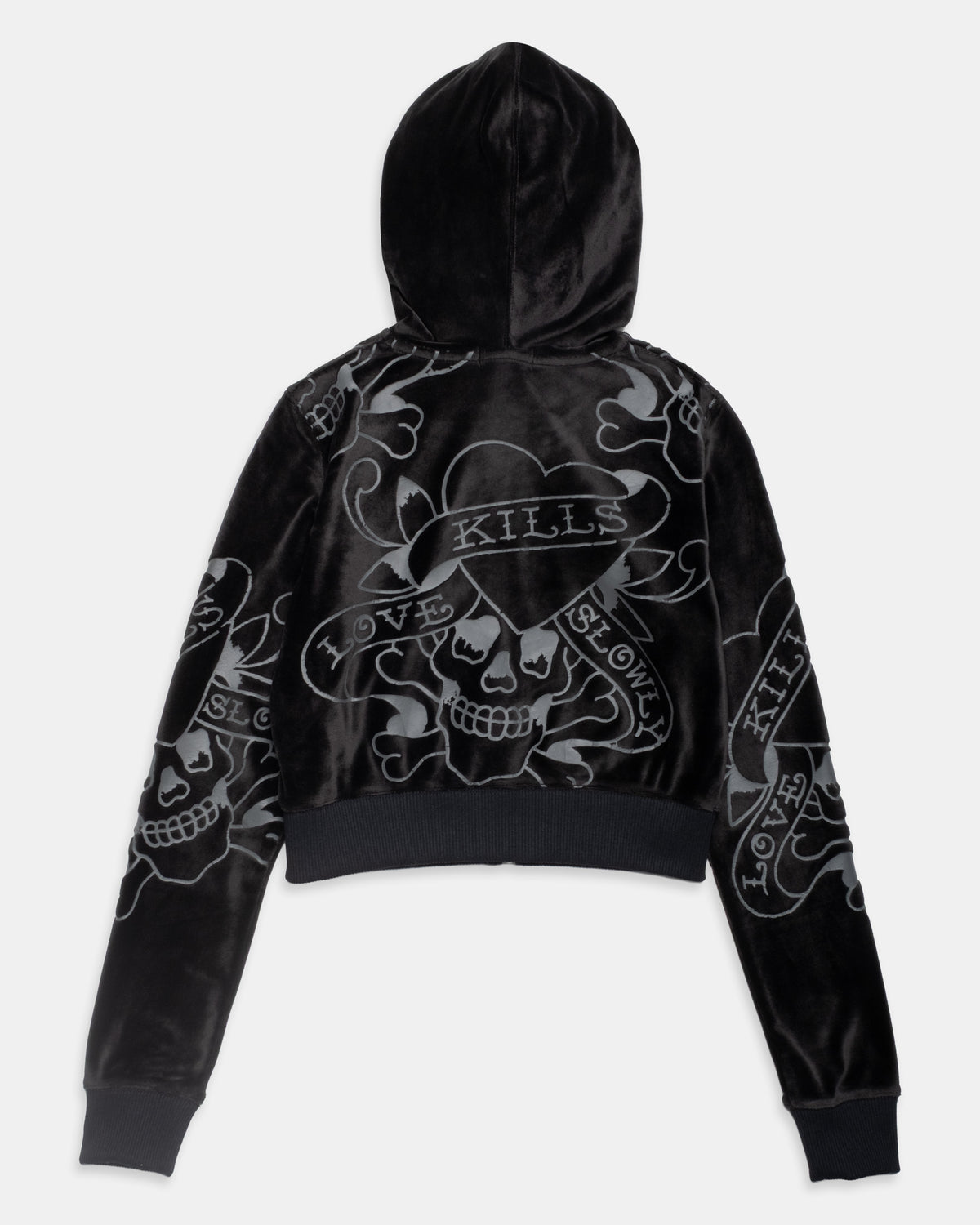 LKS Skulls Velour Zip Front Hoodie