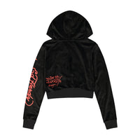 edhardyoriginals XS / Black Velvet NYC Skull Y2K Velour Hoodie