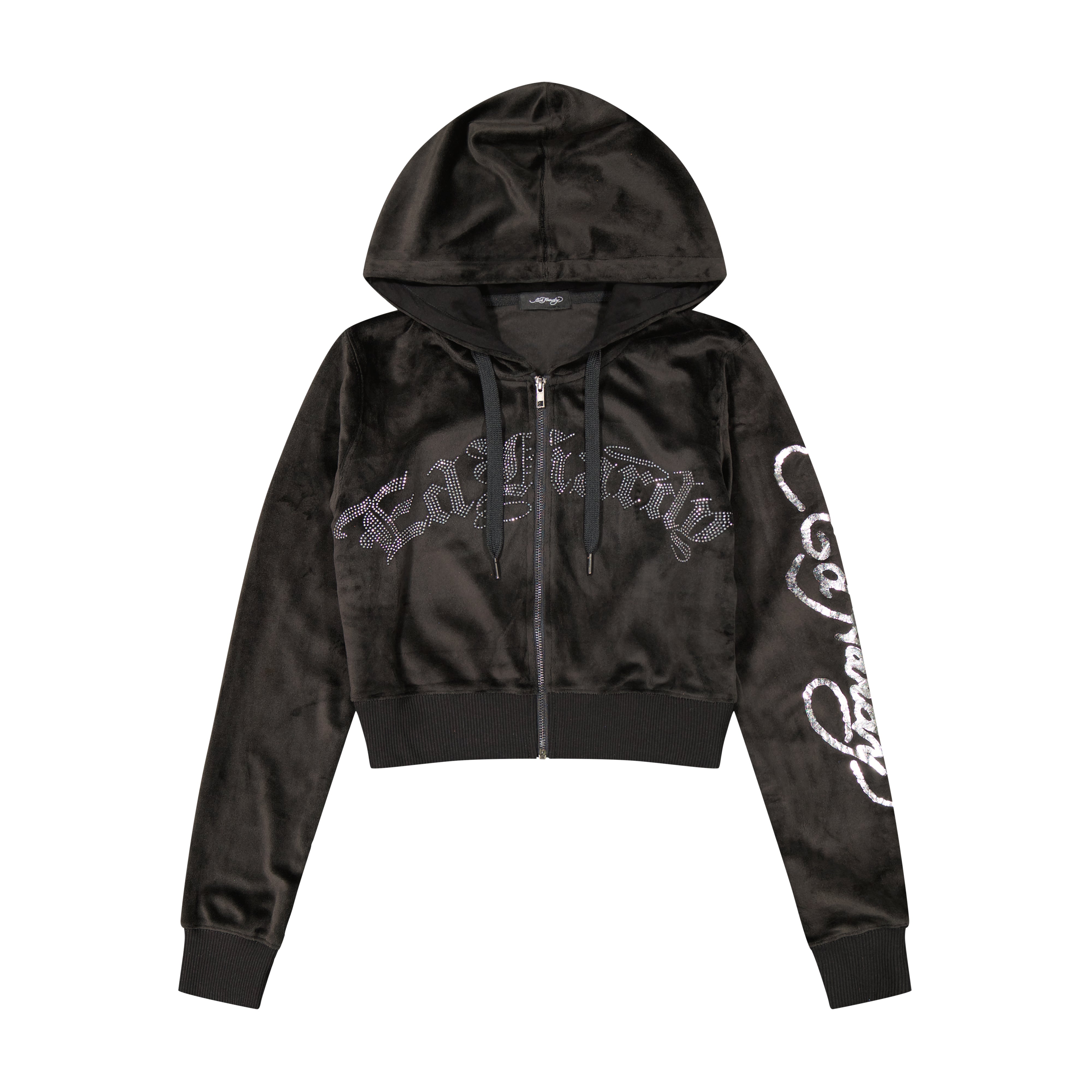 edhardyoriginals XS / Black Velvet Tiger Head Y2K Velour Hoodie