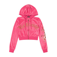 edhardyoriginals XS / Pink Velvet Tattoo Eagle Y2K Velour Hoodie
