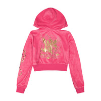edhardyoriginals XS / Pink Velvet Tattoo Eagle Y2K Velour Hoodie