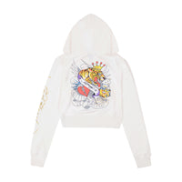 edhardyoriginals S / IVORY Tiger Crown Velour Zip Front Hoodie
