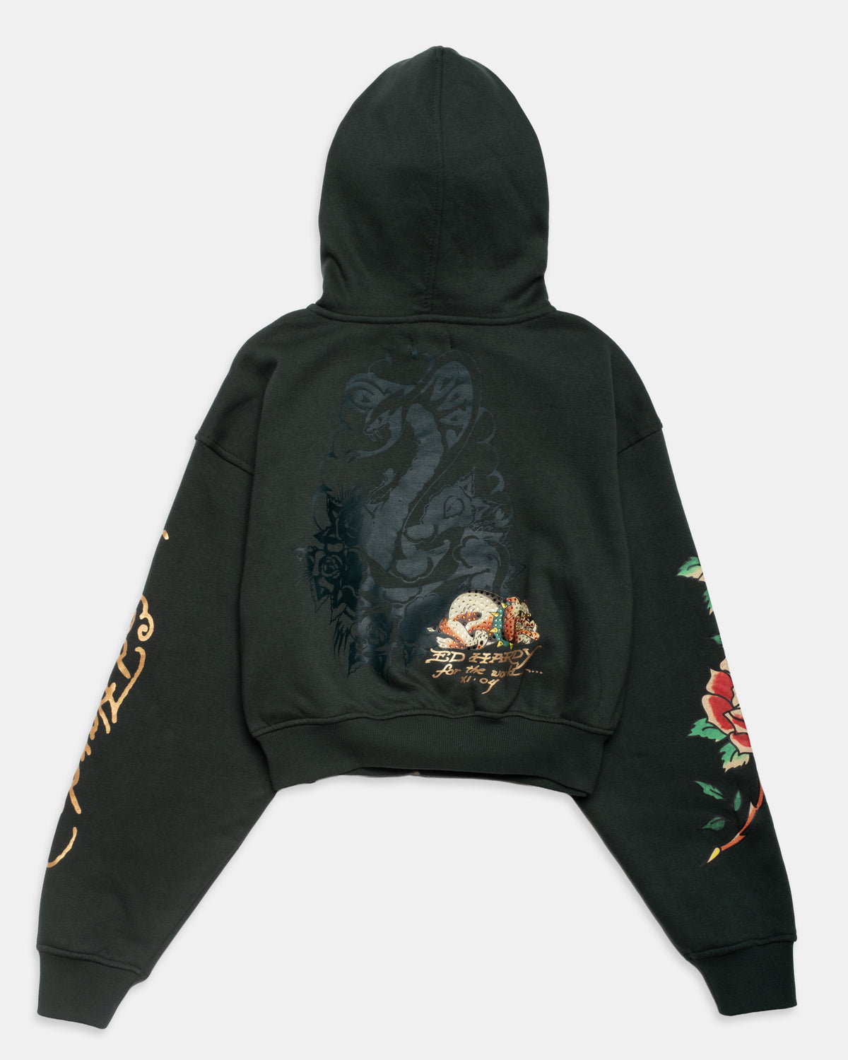 Snake Rose Cropped Zip Hoodie