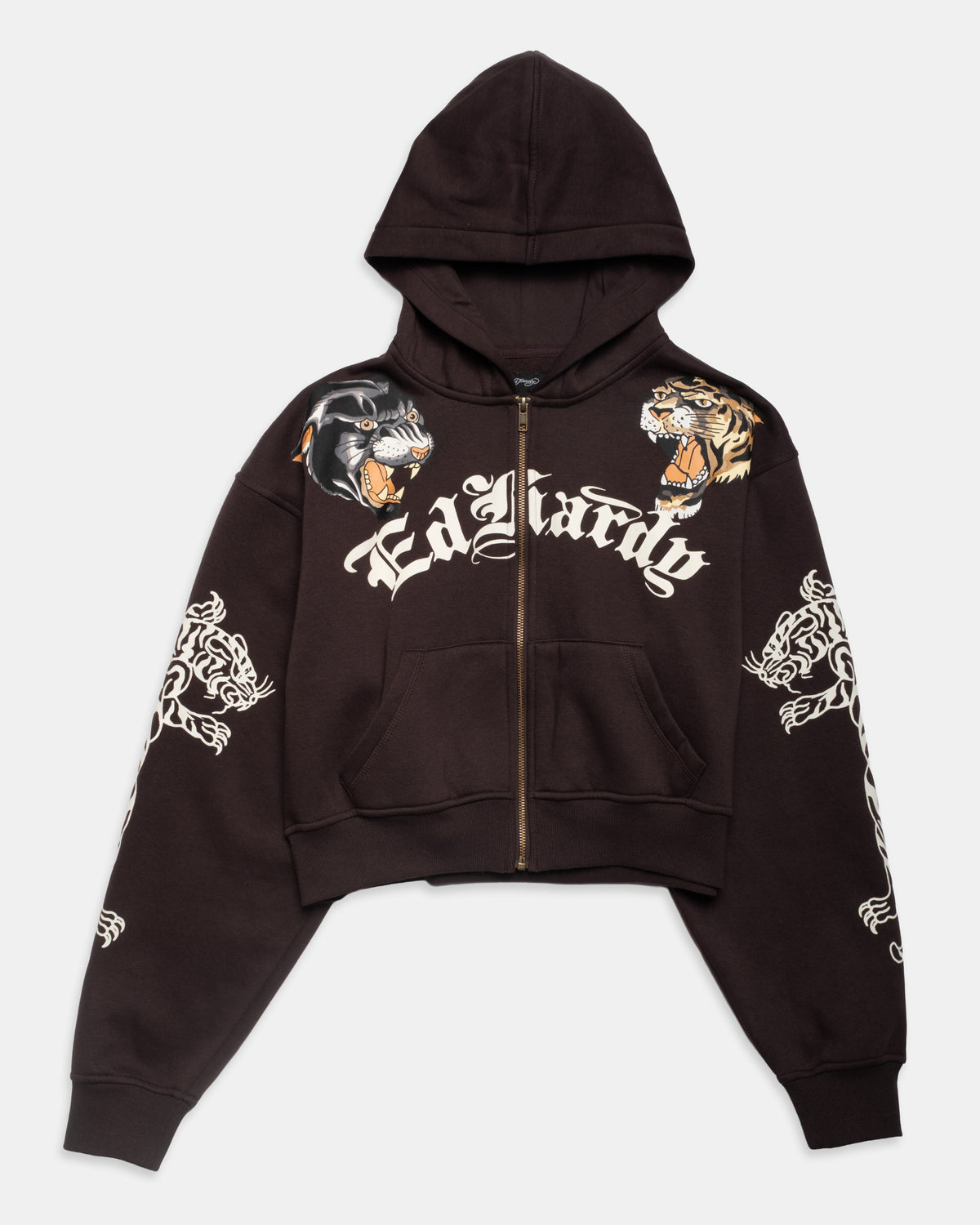 Tiger Panther Cropped Zip Hoodie