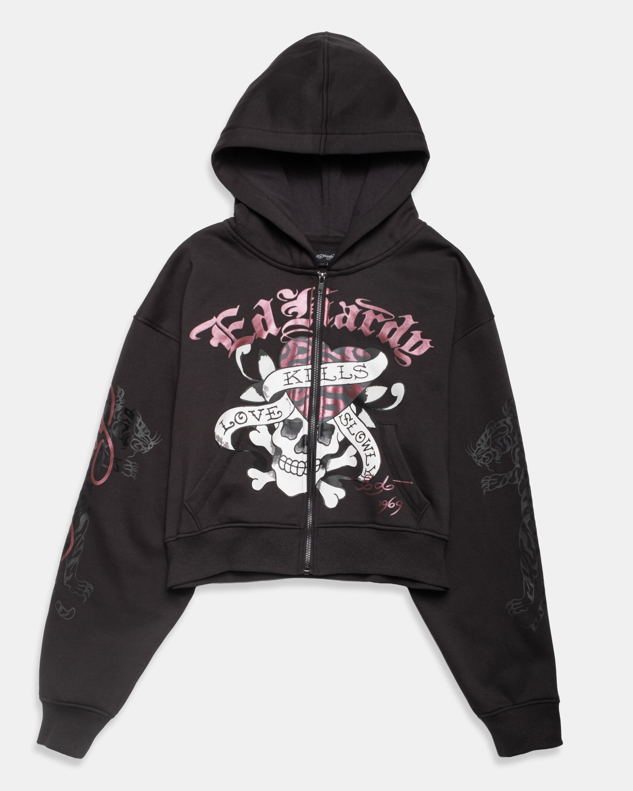 Cropped Heads スカジャージ M スカルツーフェイス Red Zebra Skull Cropped Zip Hoodie