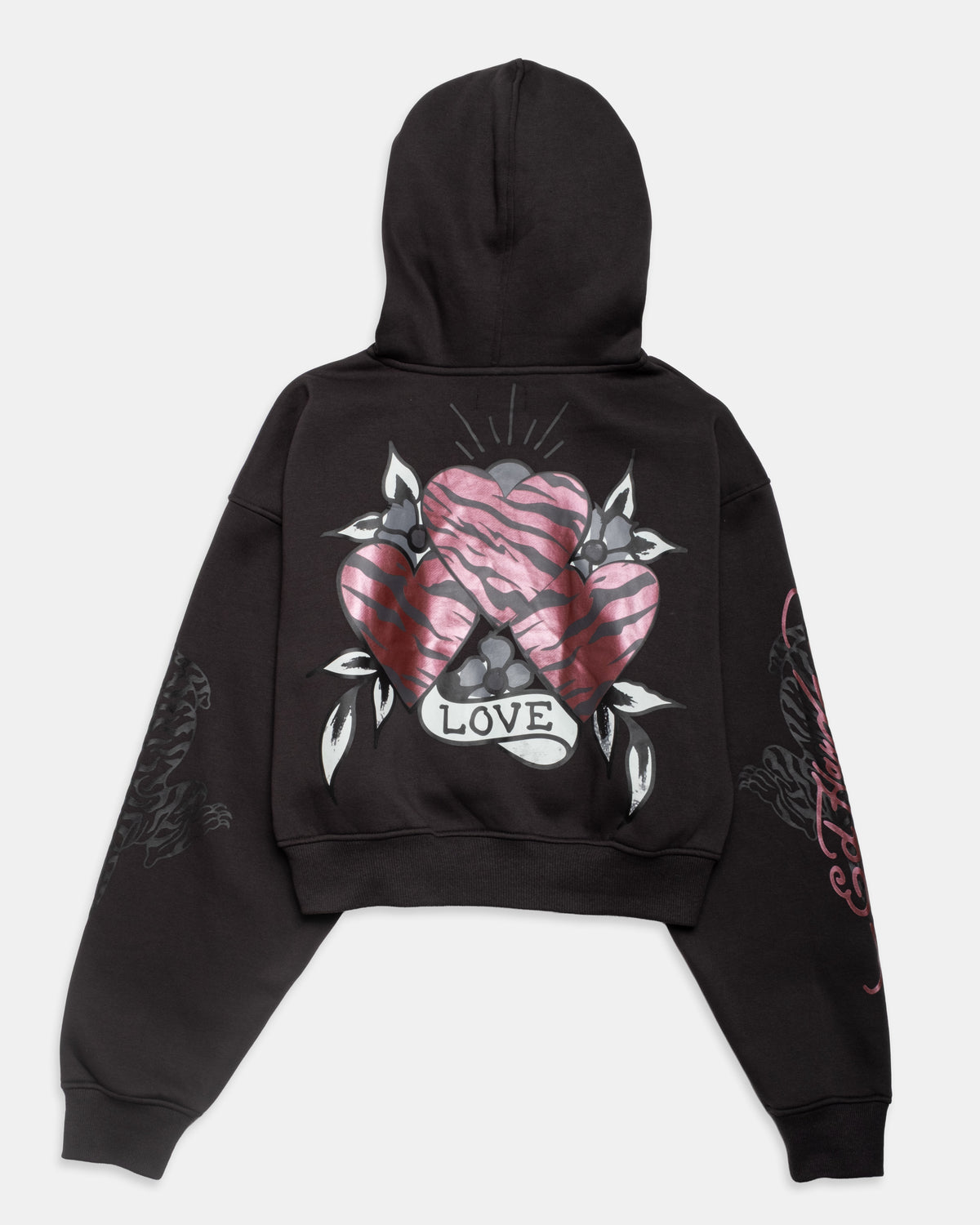 Red Zebra Skull Cropped Zip Hoodie
