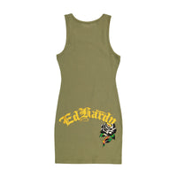 edhardyoriginals XS / LIGHT OLIVE Black Rose Rib Tank Dress