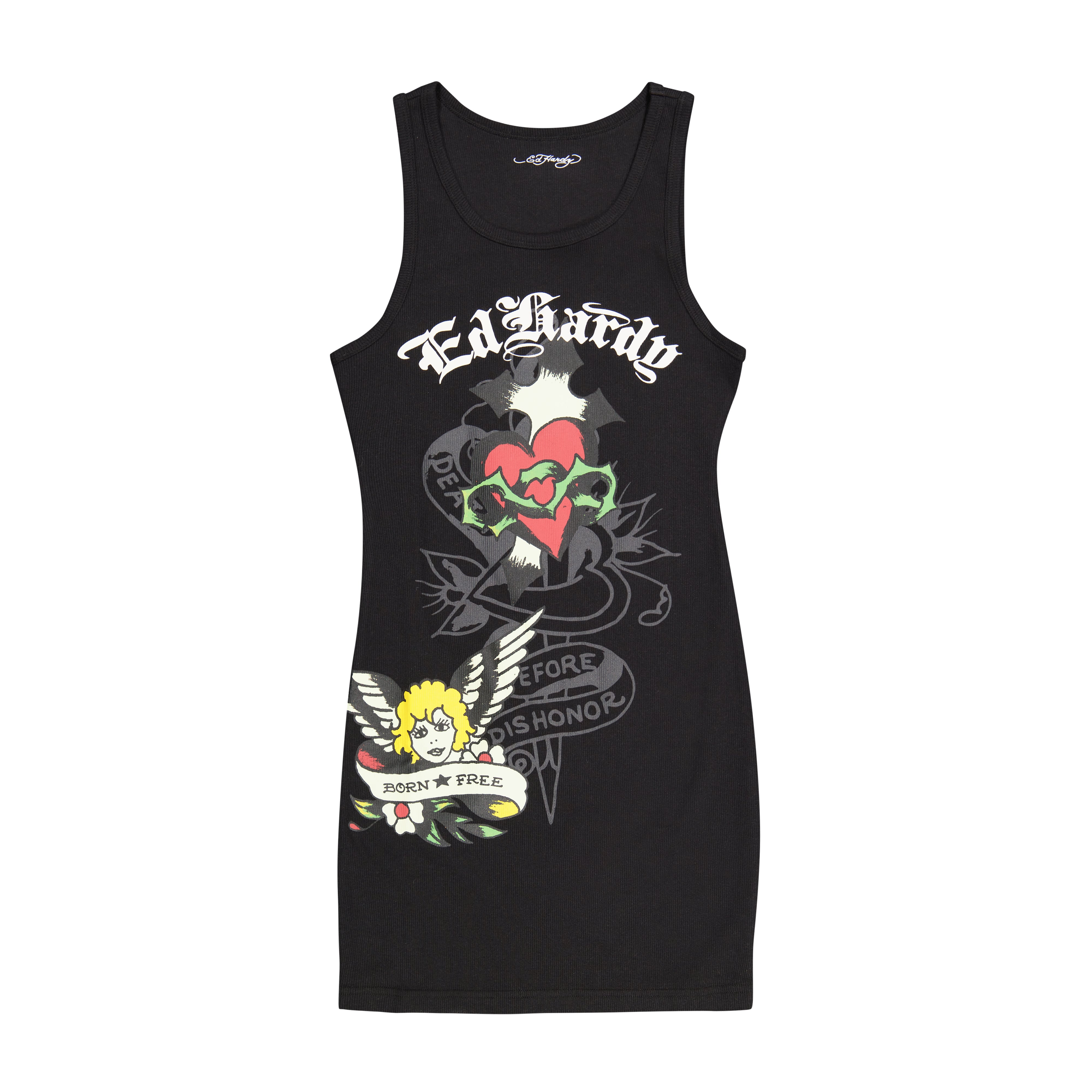 edhardyoriginals XS / BLACK Sacred Heart Rib Tank Dress