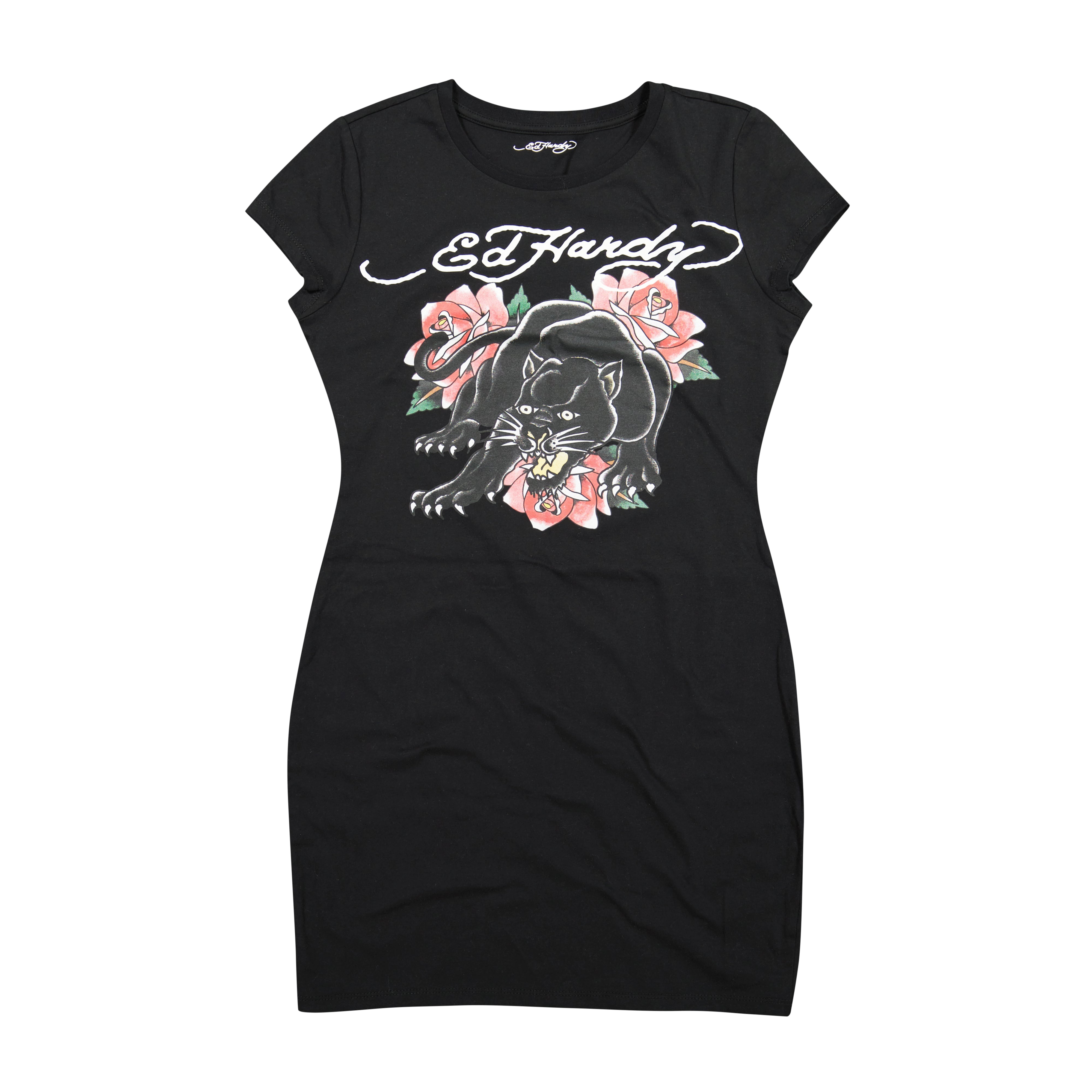 edhardyoriginals XS / BLACK Panther Roses Short Sleeve Tee Dress