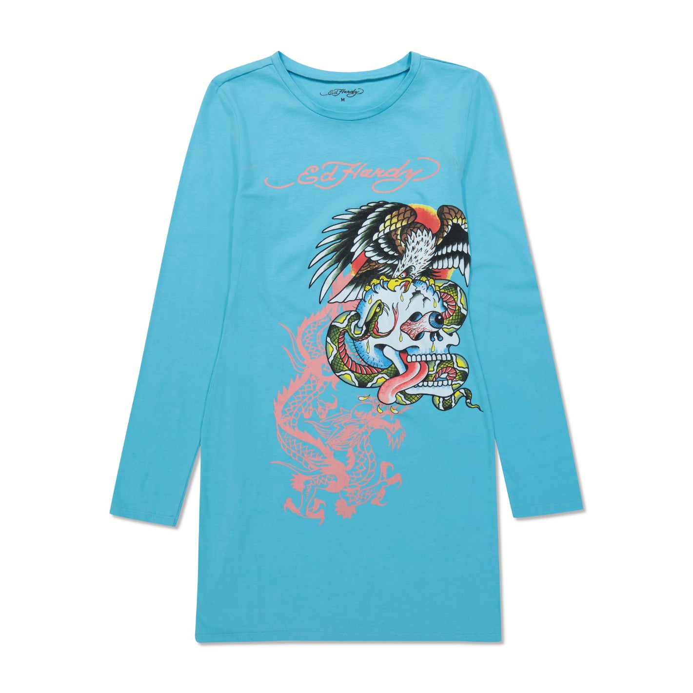 Battle Skull Baby Tee Long Sleeve Dress - edhardyoriginals