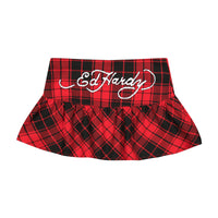 edhardyoriginals S / Red Dragon Plaid Flare Miniskirt