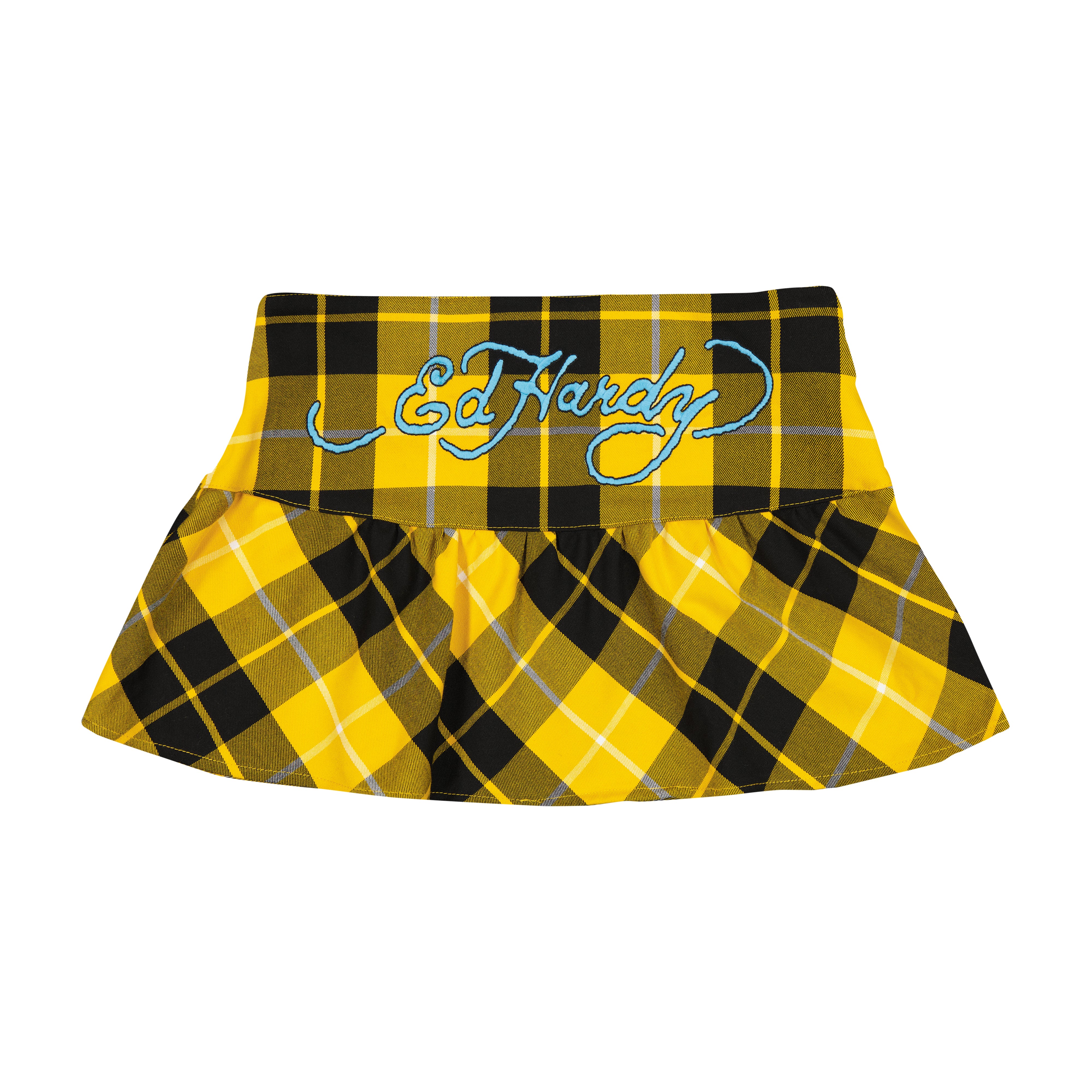 True Eagle Plaid Flare Miniskirt