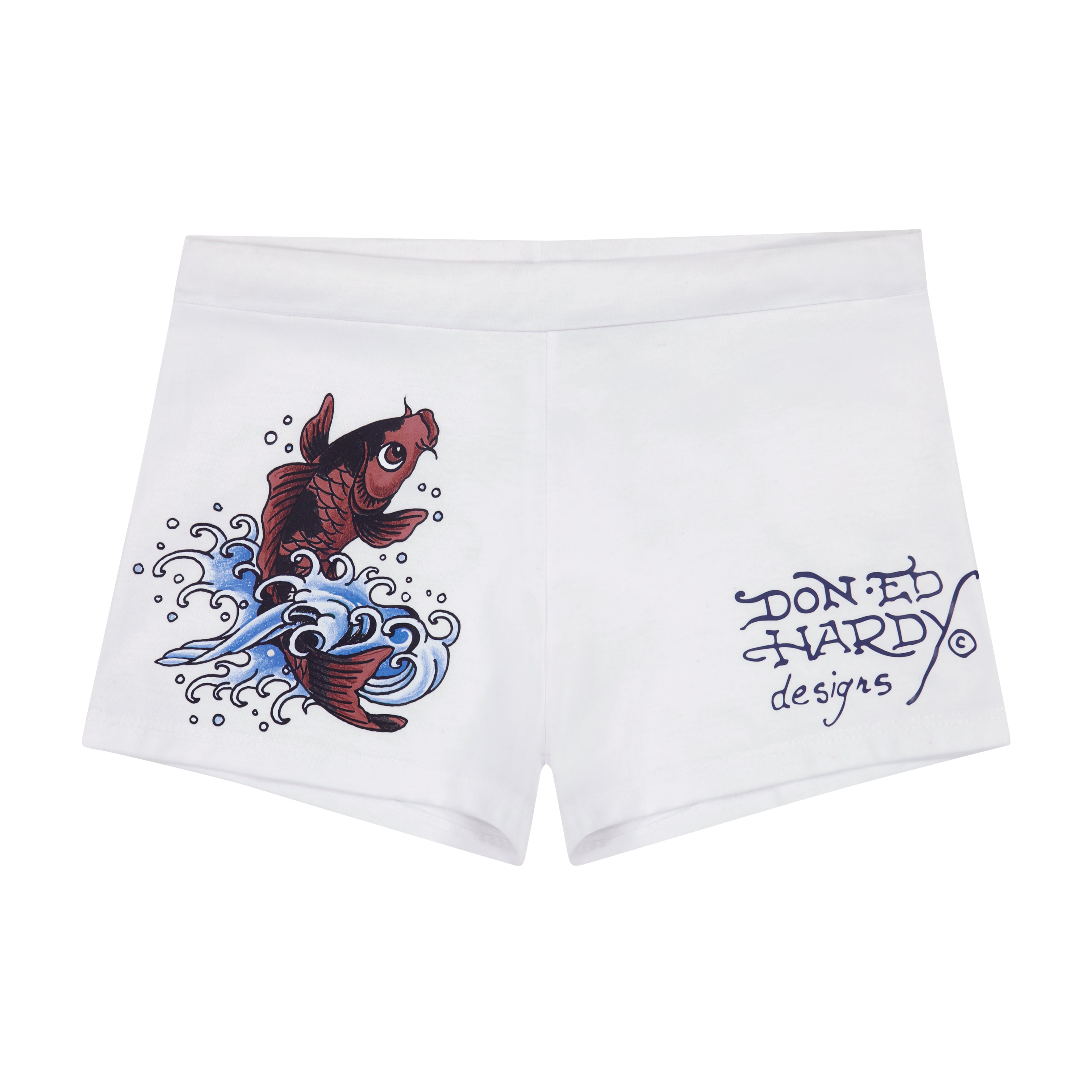 edhardyoriginals S / WHITE Koi Fish Booty Shorts