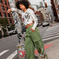 edhardyoriginals S / ARMY GREEN Peacock Poplin Cargo Pants