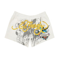 edhardyoriginals XS / WHITE Rose Heart Y2K Fleece Shorts