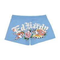 edhardyoriginals XS / POWDER BLUE Flower Skulls Sweatshort