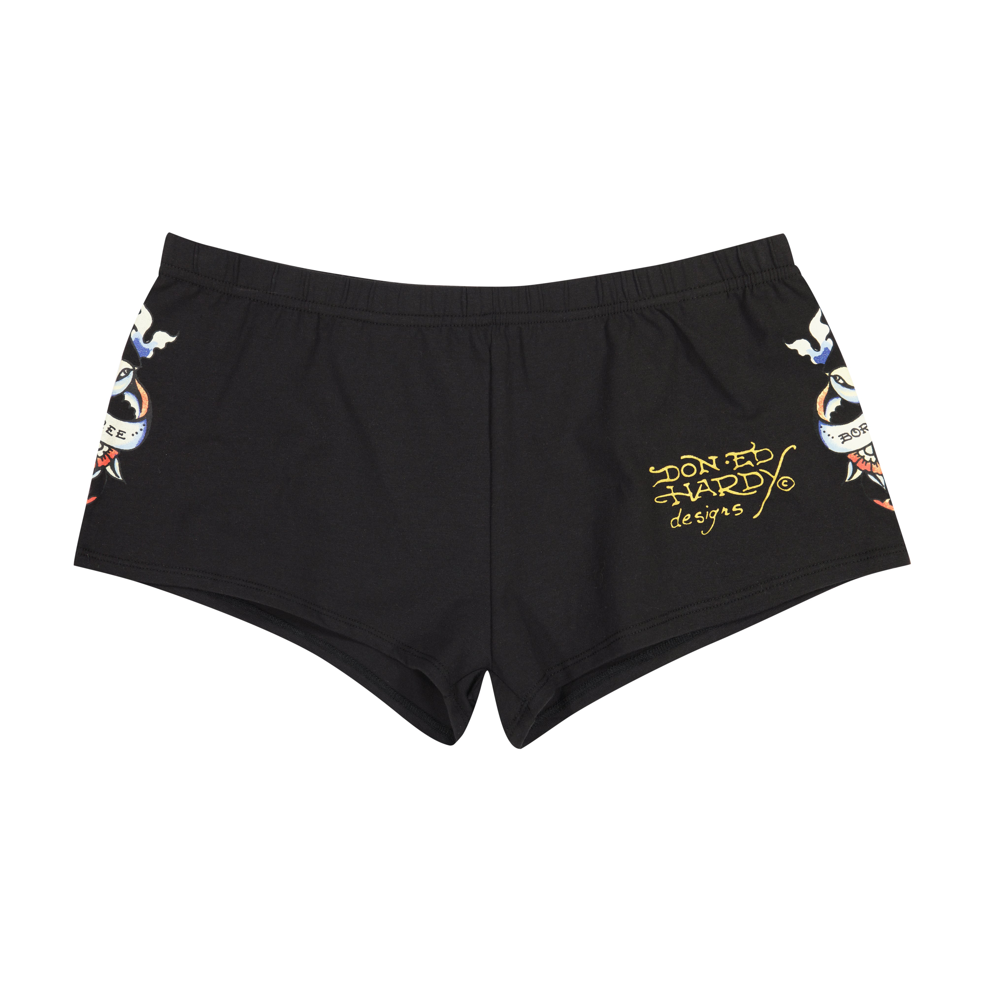 edhardyoriginals S / BLACK Swallow Booty Biker Shorts