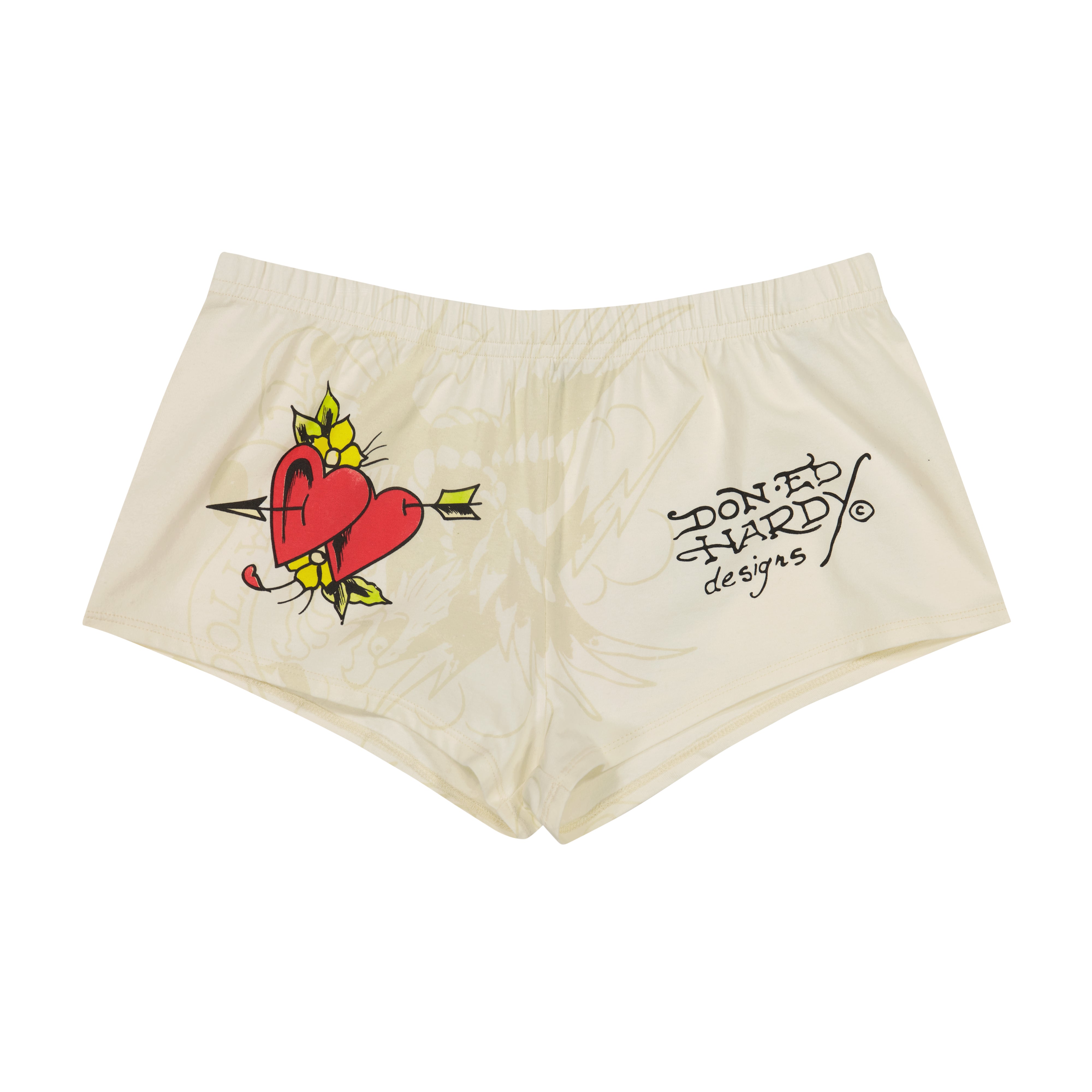 edhardyoriginals S / IVORY Heart Wings Booty Biker Shorts