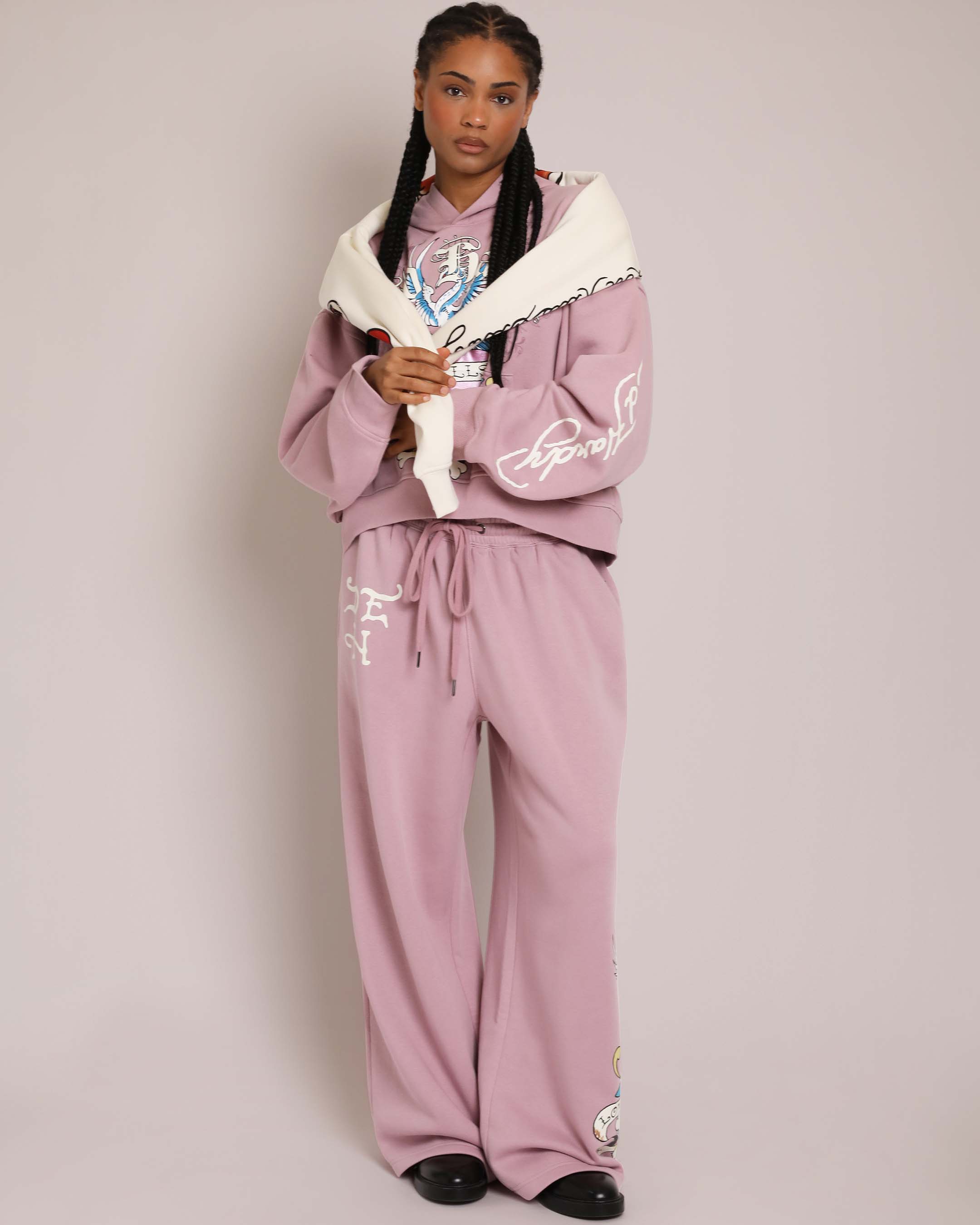 Pink LKS Skull Pant, Dusty Rose — puff print