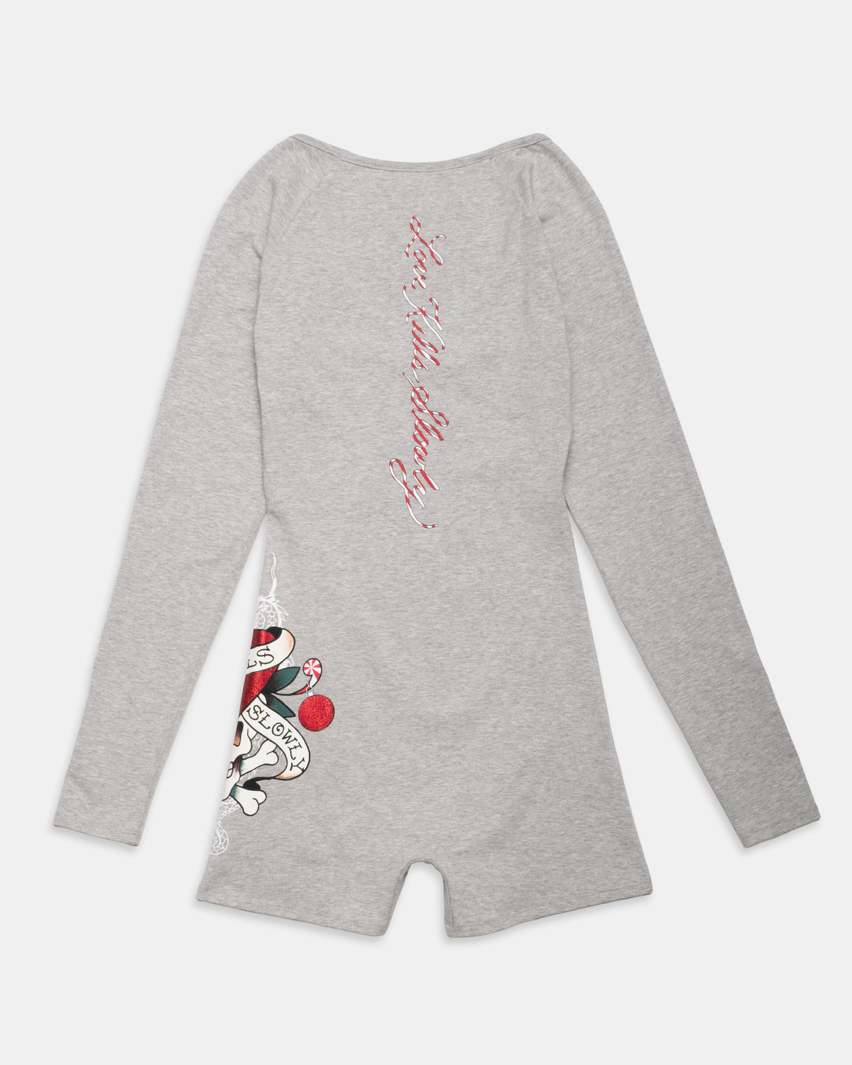 LKS Santa Skull LS Ruching Romper