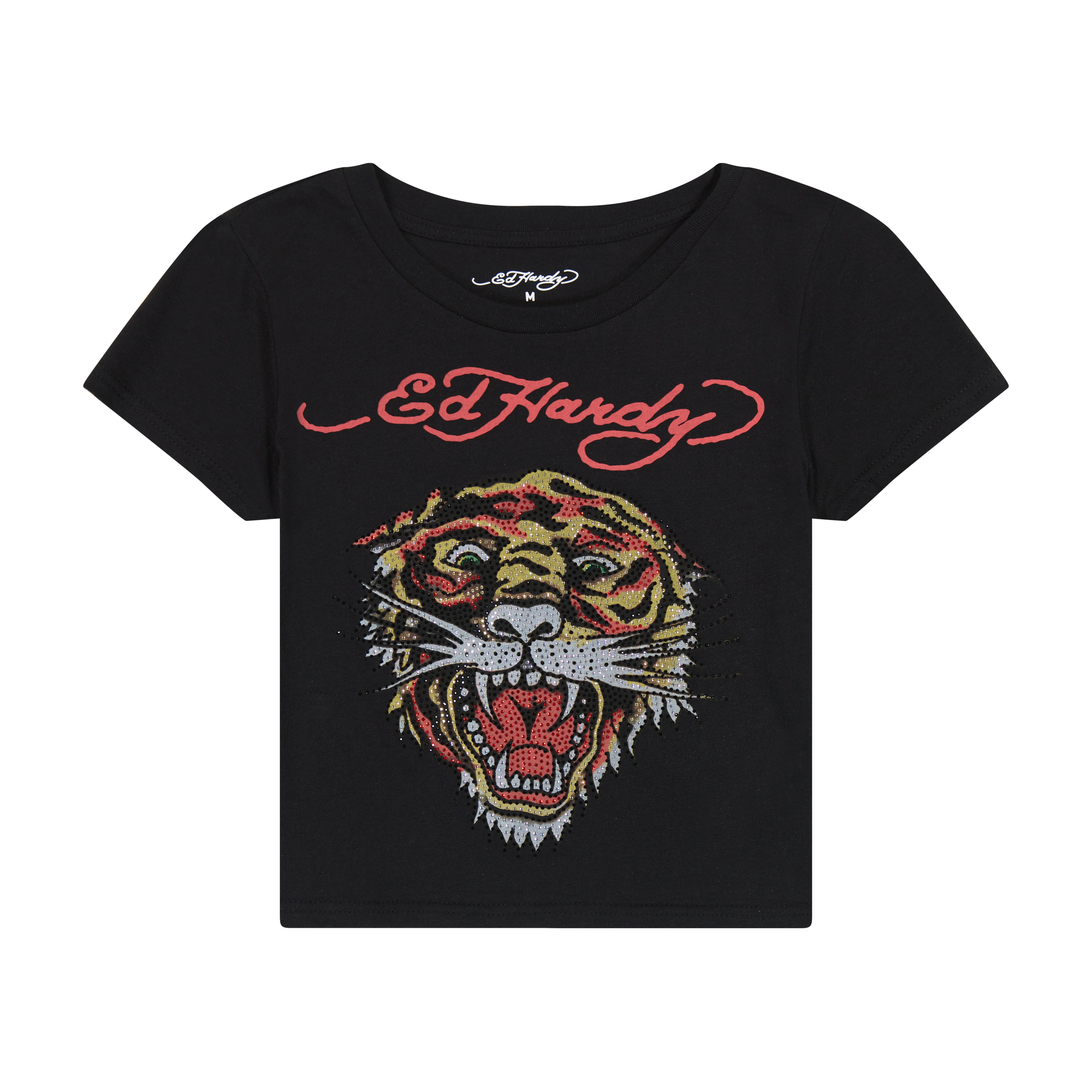 edhardyoriginals XS / Black Tiger Head Rhinestone Baby Tee
