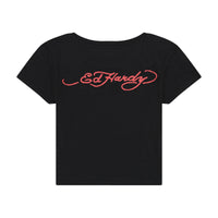 edhardyoriginals XS / Black Tiger Head Rhinestone Baby Tee