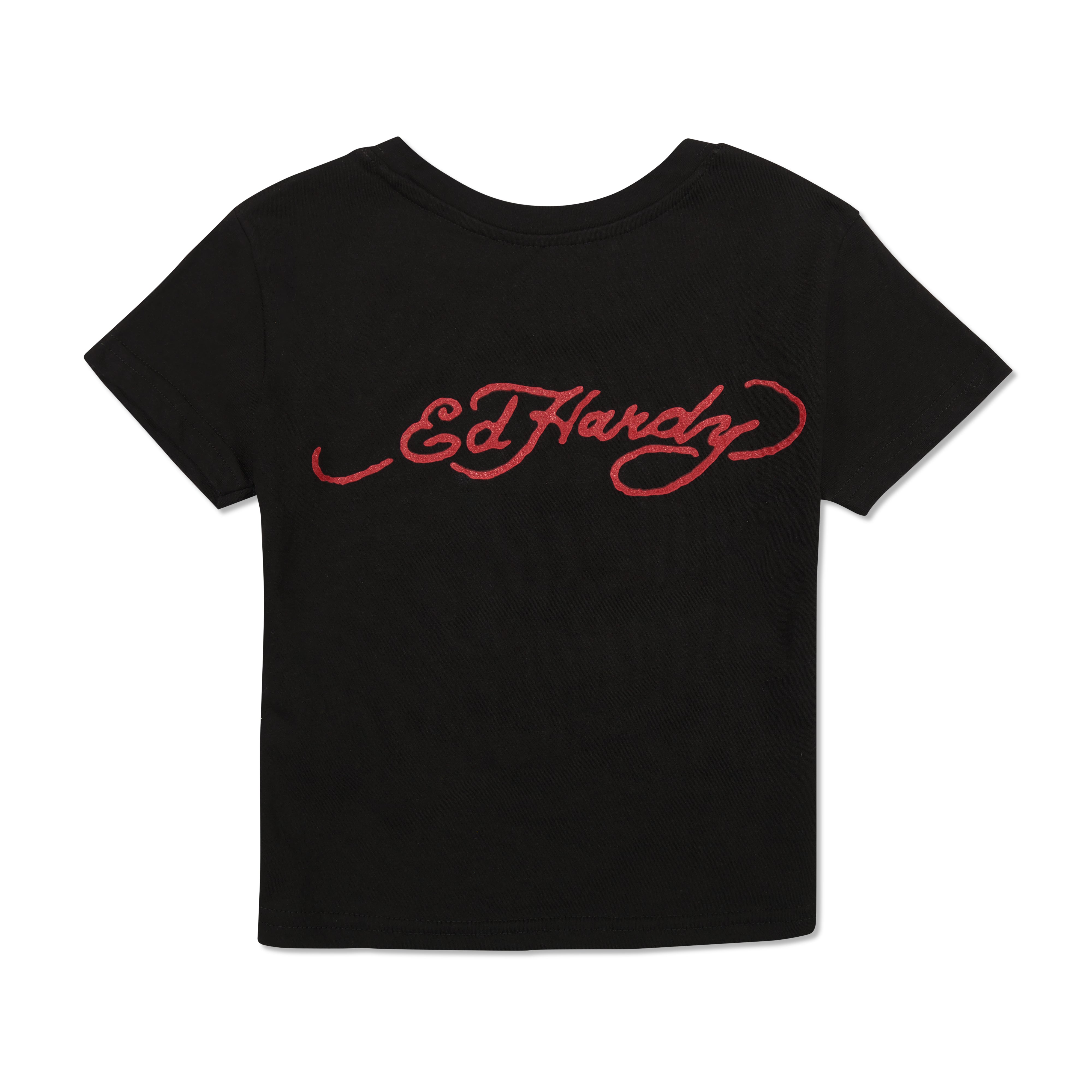 Rhinestone Tiger Heart Baby Tee - edhardyoriginals