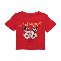 edhardyoriginals S / Cherry Rhinestone Aces Baby Tee