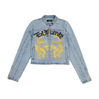 edhardyoriginals S / MED TINT Dragon Panther Denim Moto Jacket