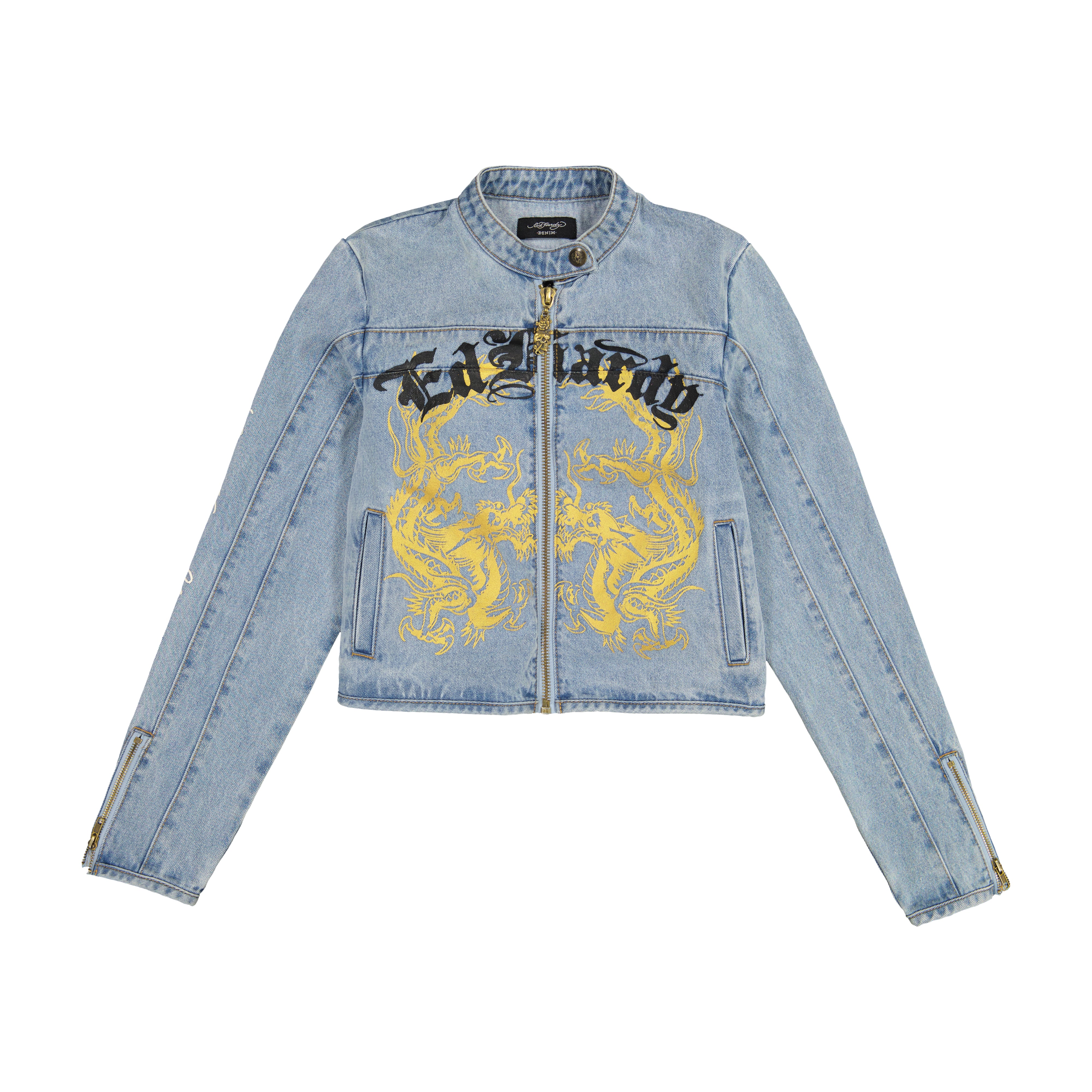 edhardyoriginals S / MED TINT Dragon Panther Denim Moto Jacket