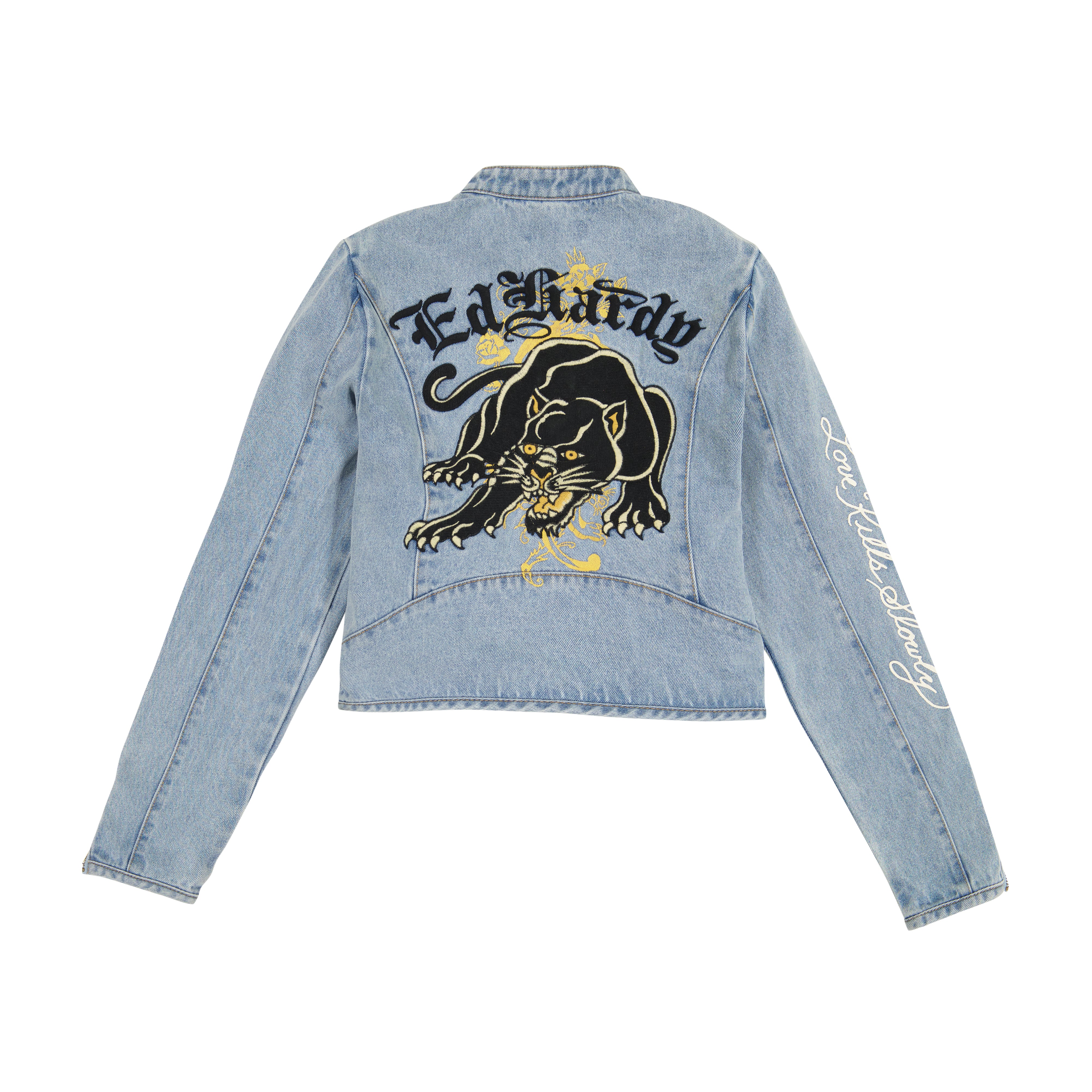 edhardyoriginals S / MED TINT Dragon Panther Denim Moto Jacket