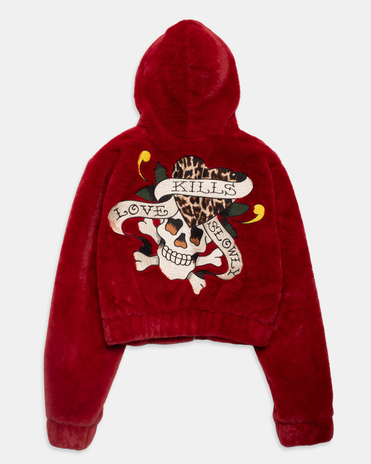 Leopard LKS Fur Bomber Jacket Embroidered