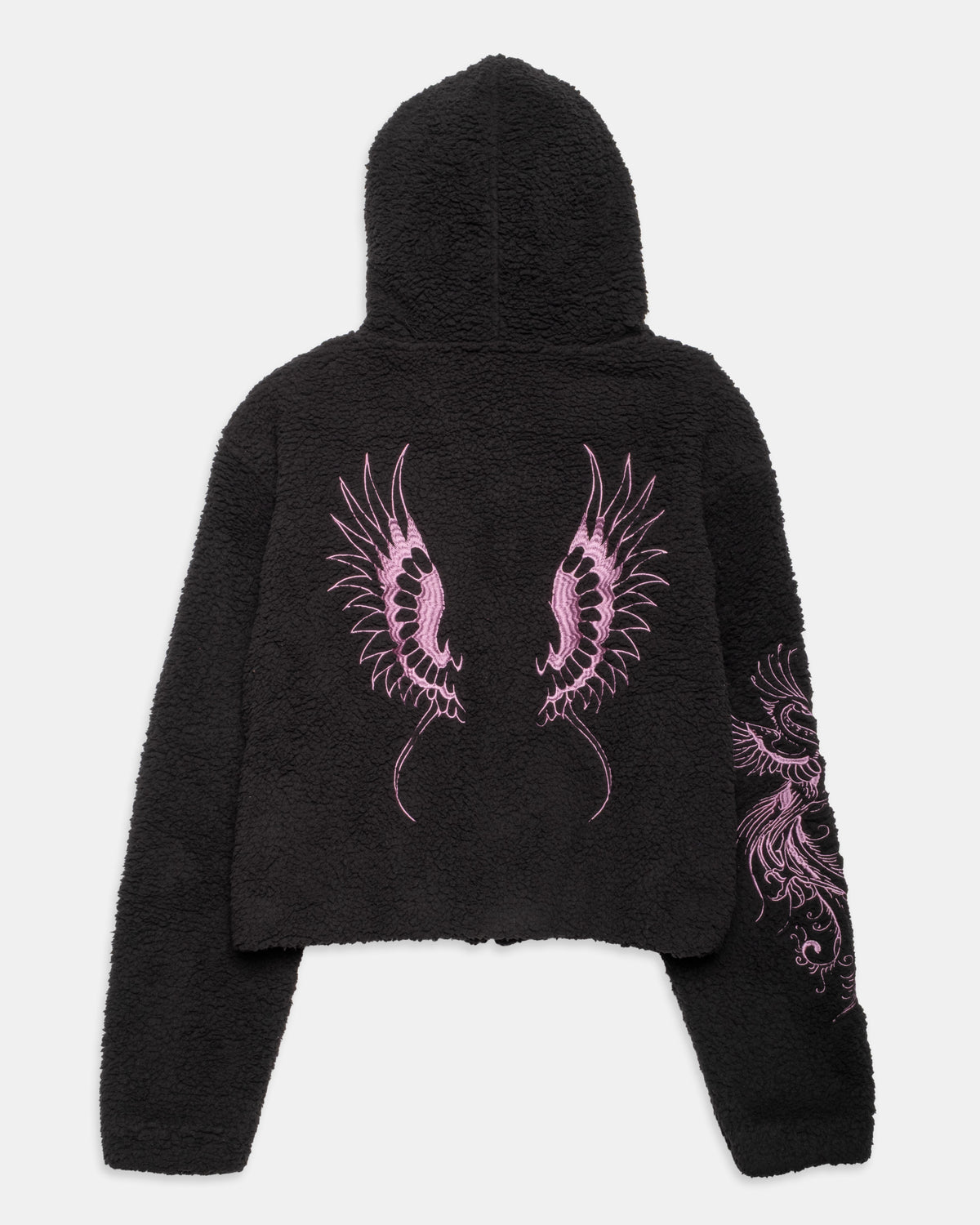 Phoenix Wings Oversized Hooded Sherpa Zip Up Jacket