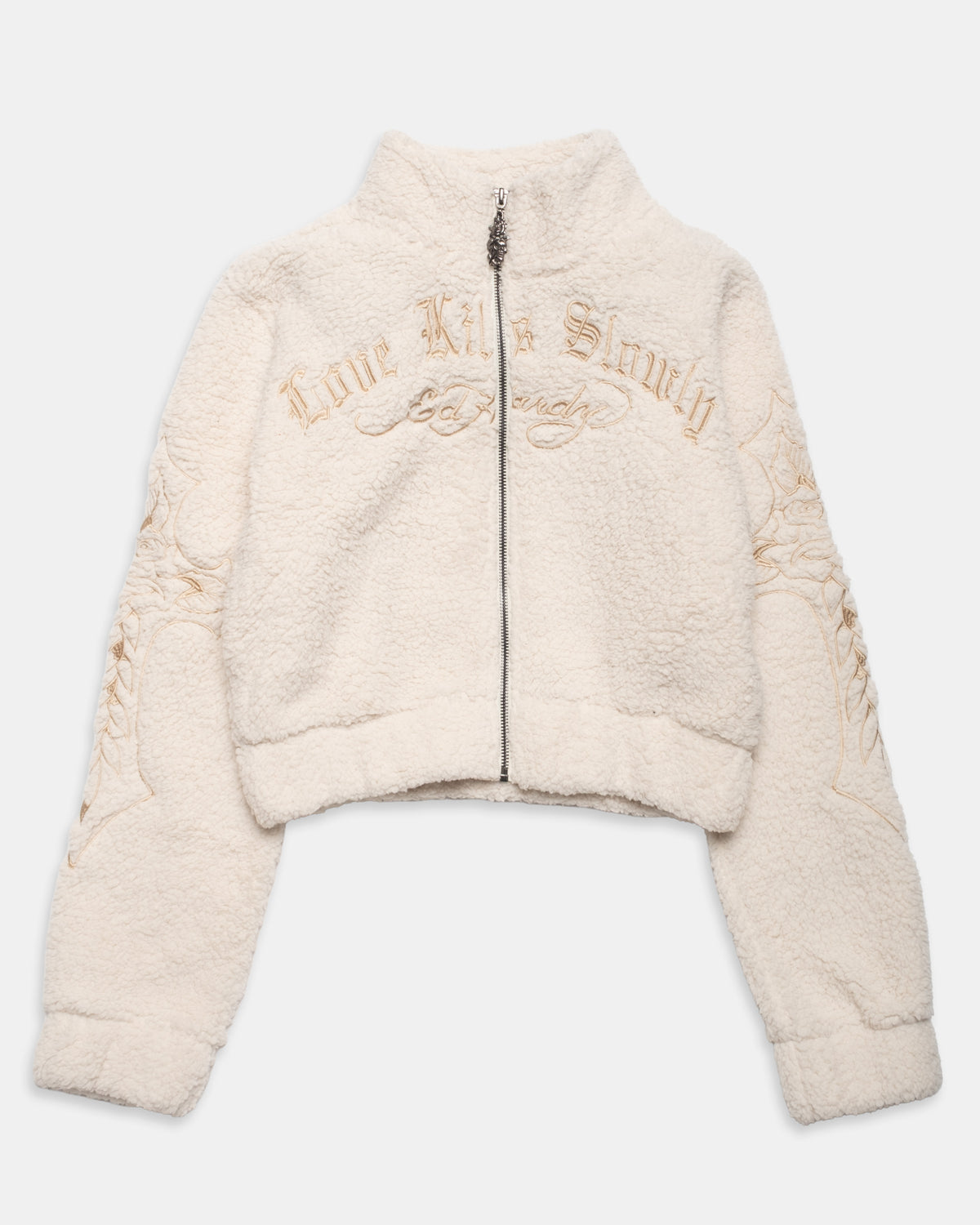 Cross Rose Mock Neck Zip Sherpa Jacket