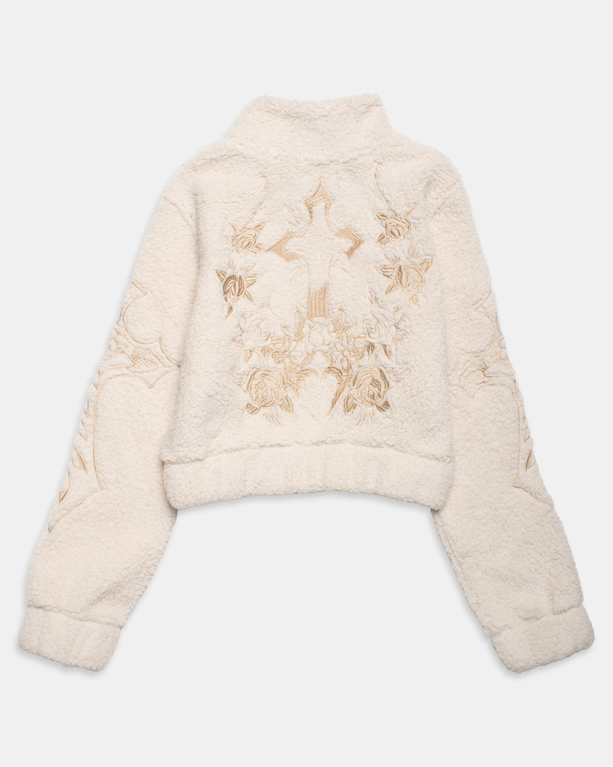 Cross Rose Mock Neck Zip Sherpa Jacket