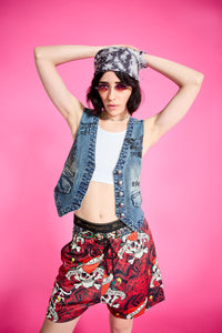 edhardyoriginals S / MED TINT Multi Tattoo Denim Vest