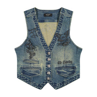 edhardyoriginals S / MED TINT Multi Tattoo Denim Vest