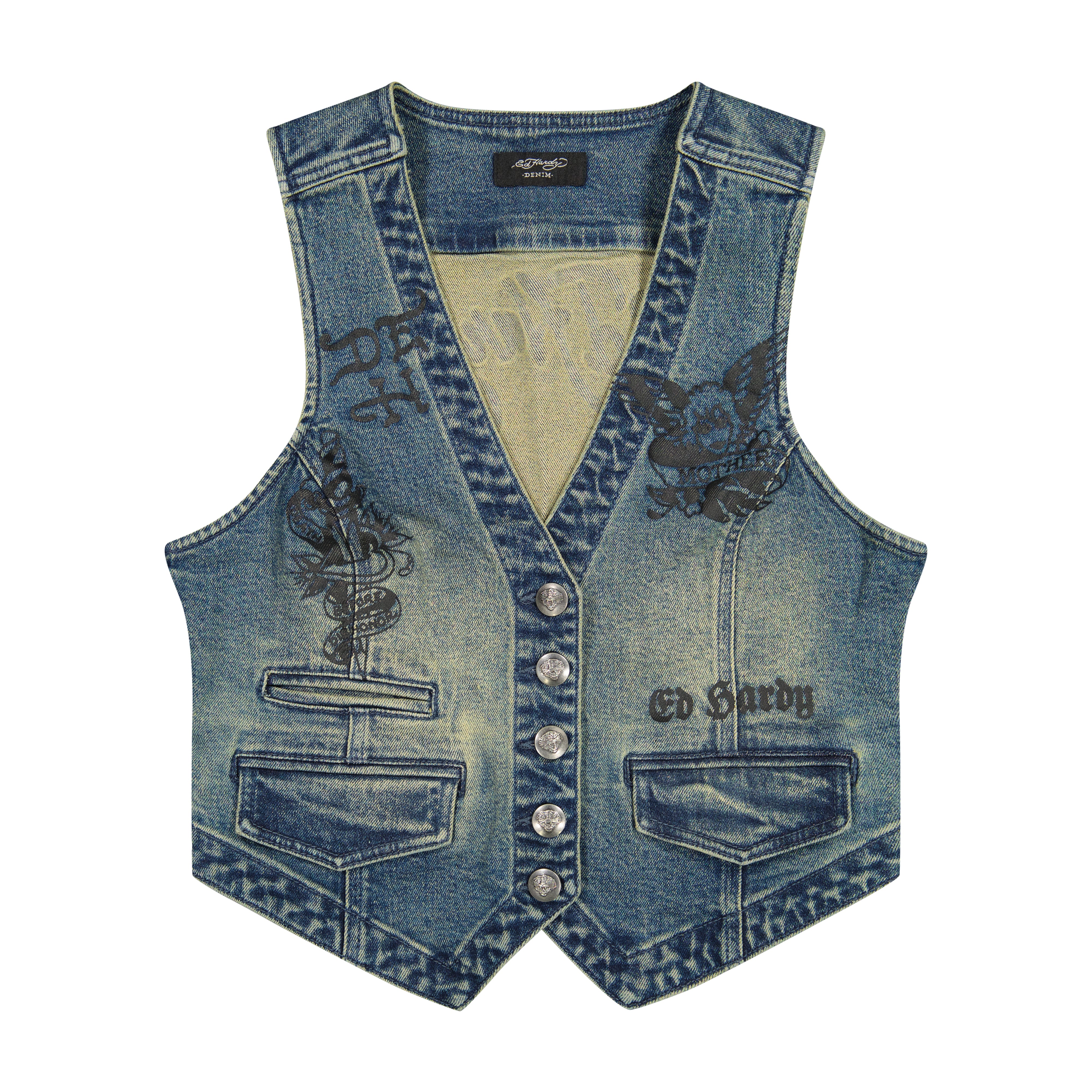 edhardyoriginals S / MED TINT Multi Tattoo Denim Vest