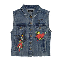 edhardyoriginals S / MED TINT Heart Cross Trucker Denim Vest