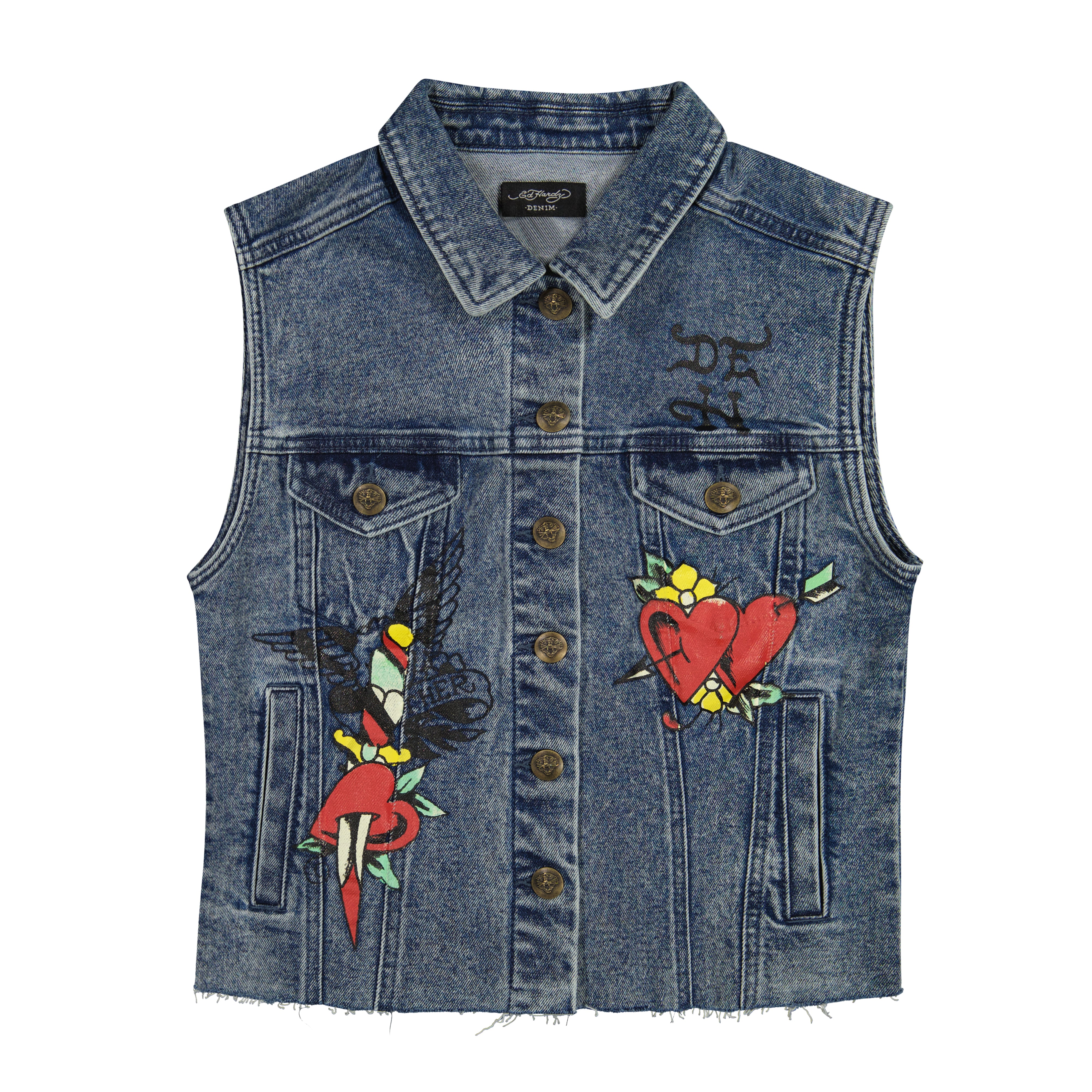 edhardyoriginals S / MED TINT Heart Cross Trucker Denim Vest