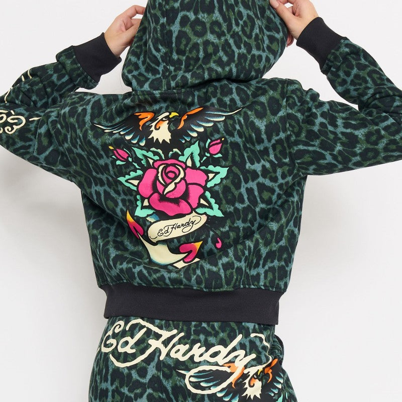 Anchor Rose Relaxed Zip Front Hoodie