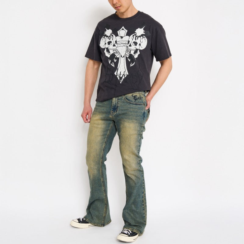 Skull Crosses Throwback Bootcut Jeans