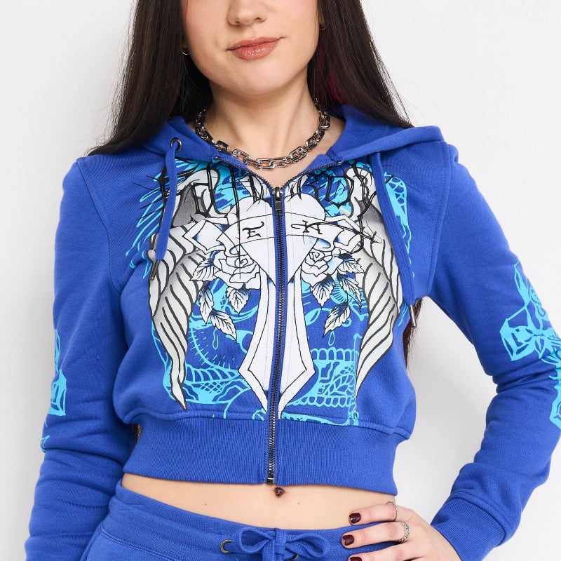 Cross Wings Zip Front Hoodie