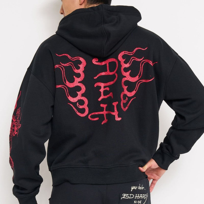 Mary Dragons Rhinestone Boxy Zip Hoodie