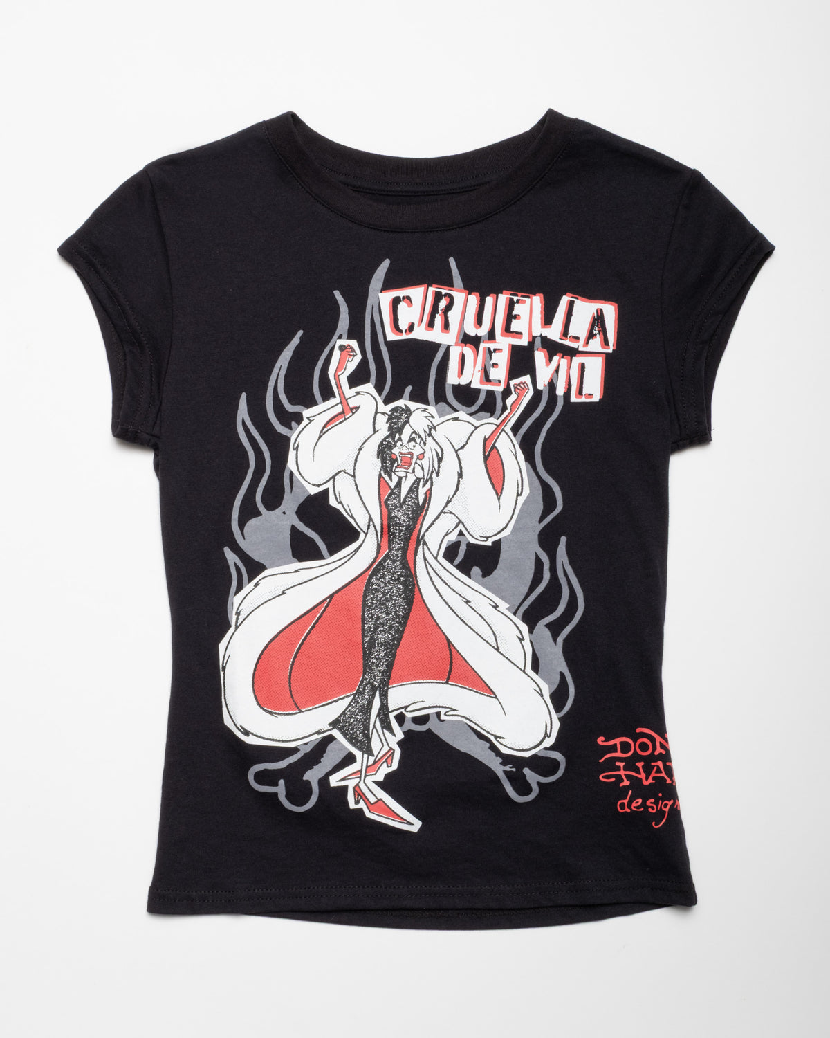 Cruella Flame Skull Cap Sleeve Tee