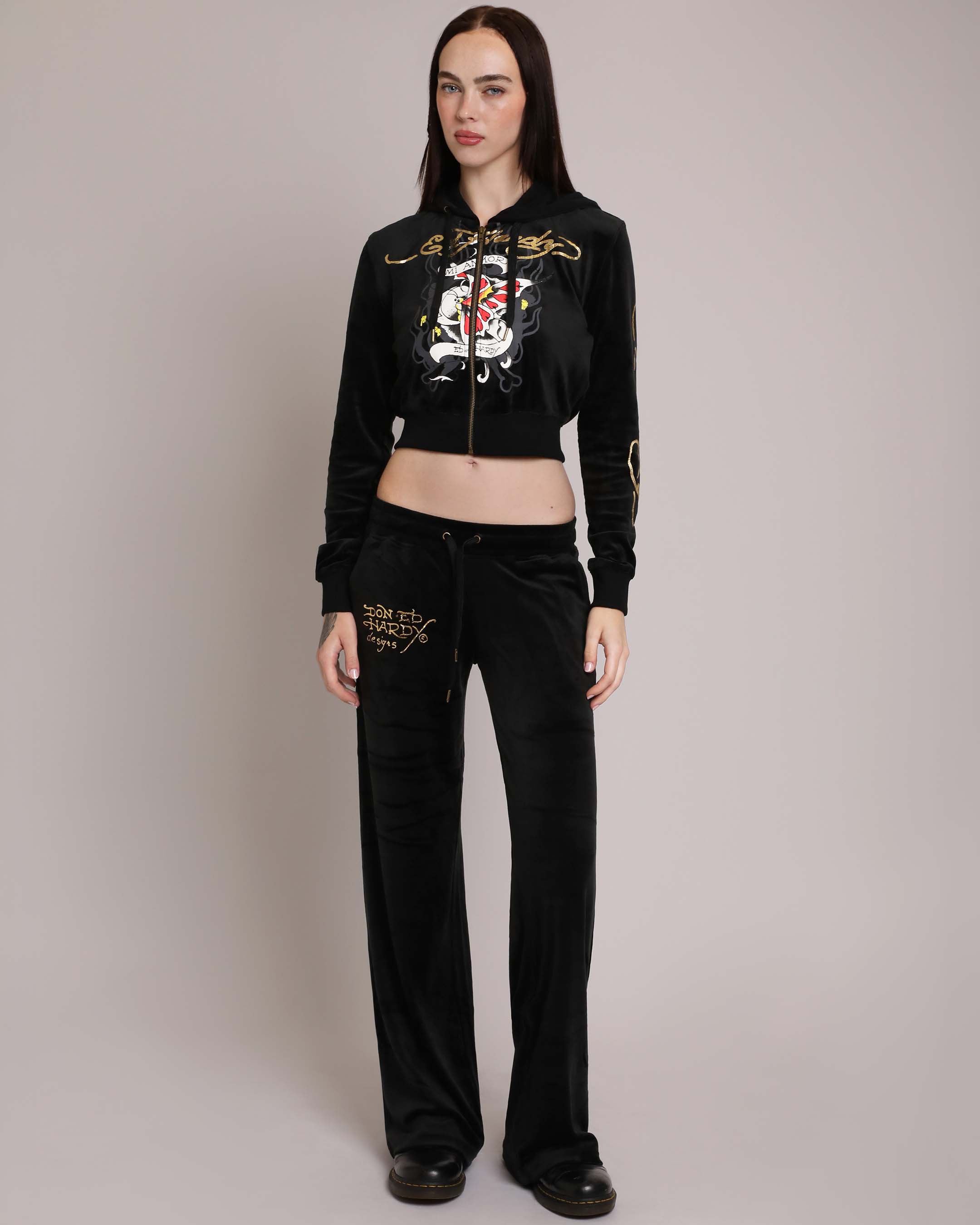 Amor Butterfly Velour Sweatpants