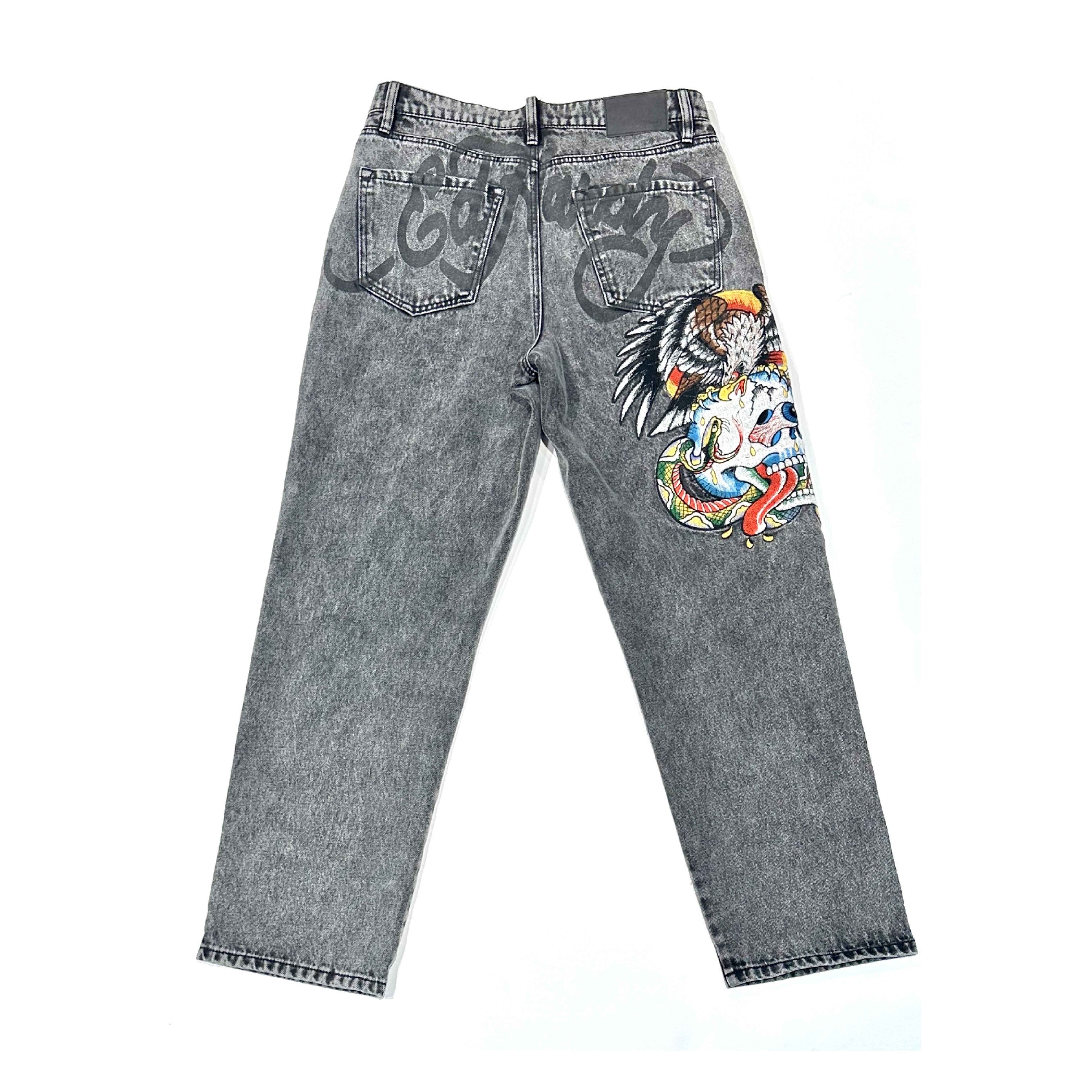 edhardyoriginals 30 / GREY ACID Battle Skull Loose Fit Jean