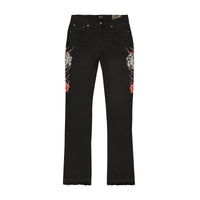 edhardyoriginals 28 / BLACK WASH Cobra Flame Stacked Boot Jean