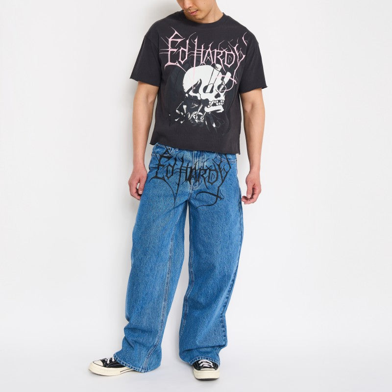 Panteras Embroidered Baggy Wide Leg Jeans